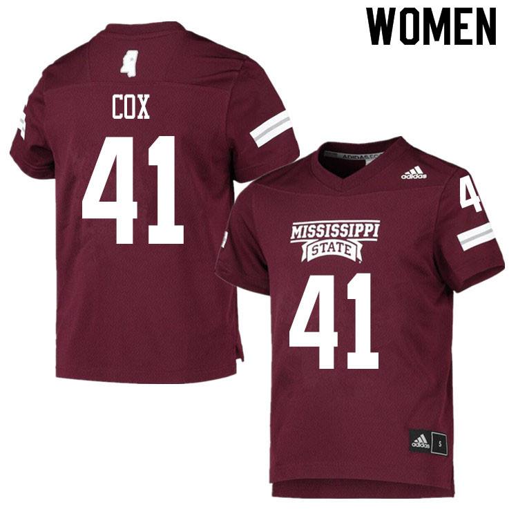 Women #41 Colby Cox Mississippi State Bulldogs College Football Jerseys Sale-Maroon